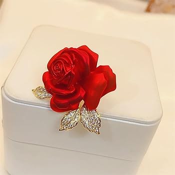◆ヴィンテージブローチ 薔薇バラ ローズ 赤 ゴールド 繊細 上品 綺麗 美品① Amazon | 赤いフラワーピン | ファッショナブルなフラワー